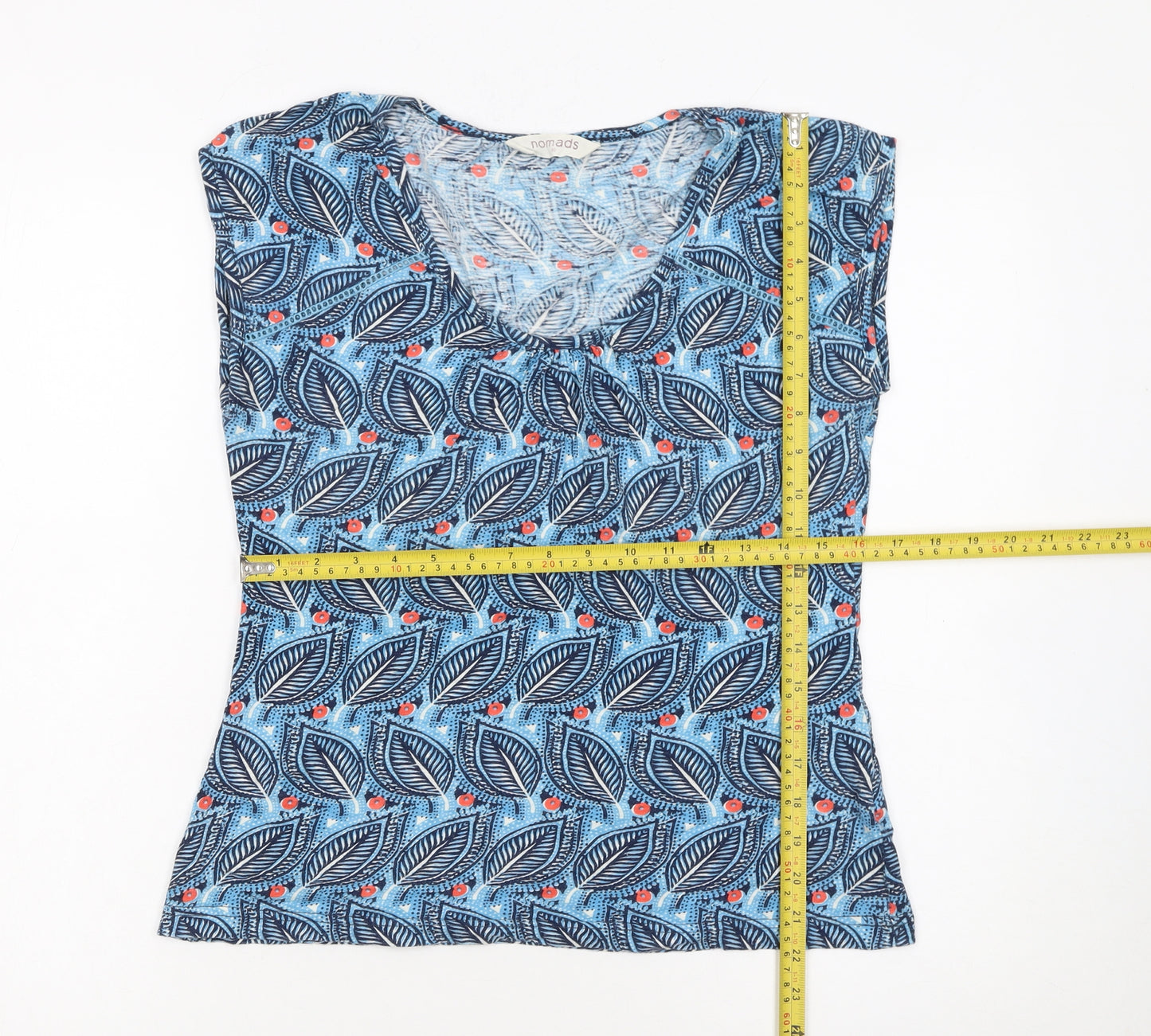 Nomads Women's Blue Floral 100% Cotton Sleeveless T-Shirt Size 10