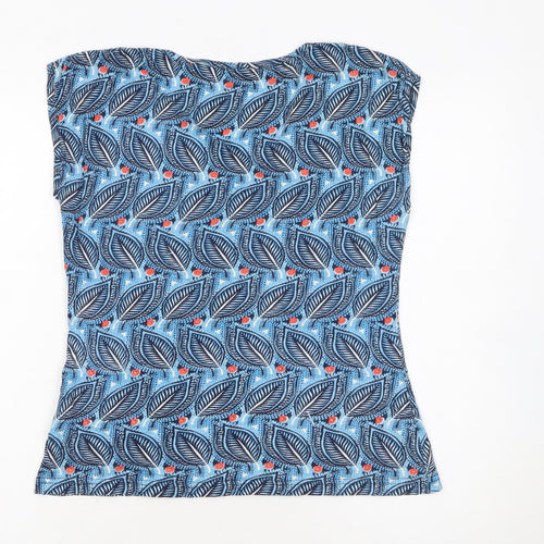 Nomads Women's Blue Floral 100% Cotton Sleeveless T-Shirt Size 10