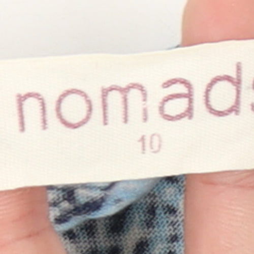 Nomads Women's Blue Floral 100% Cotton Sleeveless T-Shirt Size 10