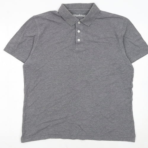Hawkshead Men's Grey Cotton Short Sleeve Polo Shirt L