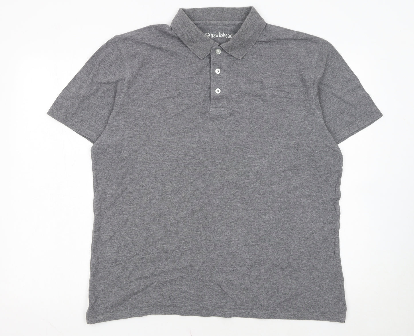 Hawkshead Men's Grey Cotton Short Sleeve Polo Shirt L