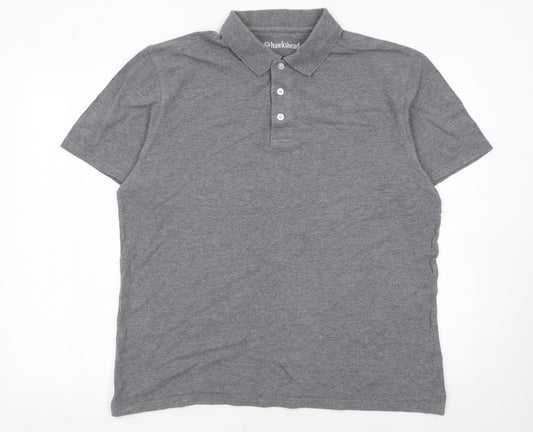 Hawkshead Men's Grey Cotton Short Sleeve Polo Shirt L