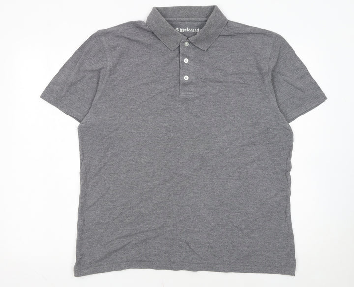 Hawkshead Men's Grey Cotton Short Sleeve Polo Shirt L