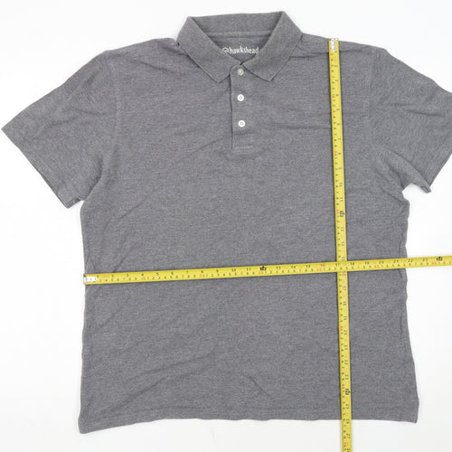 Hawkshead Men's Grey Cotton Short Sleeve Polo Shirt L
