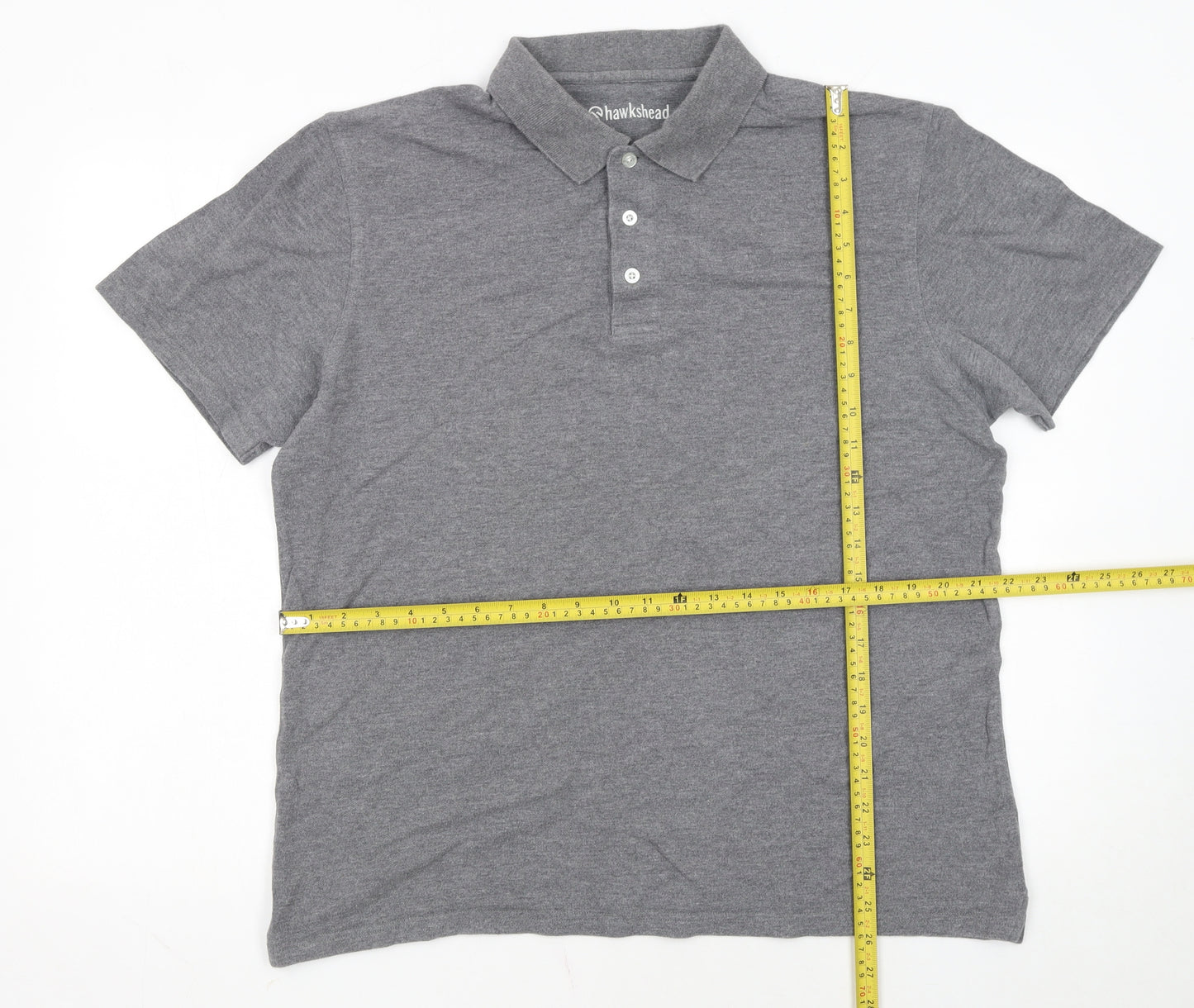 Hawkshead Men's Grey Cotton Short Sleeve Polo Shirt L