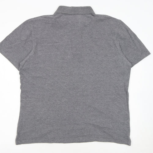 Hawkshead Men's Grey Cotton Short Sleeve Polo Shirt L