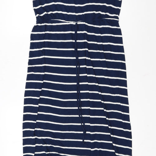 labelBe Women’s Blue White Striped Maxi Dress Size 14 Sleeveless