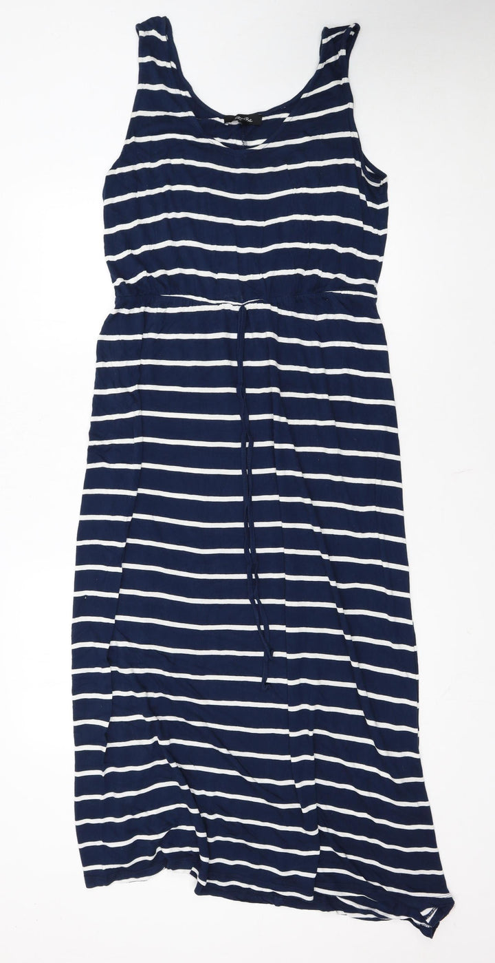 labelBe Women’s Blue White Striped Maxi Dress Size 14 Sleeveless