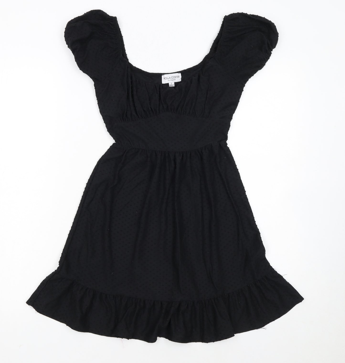 Rolla Coster Women’s Black Short Puff Sleeve Skater Dress Size S