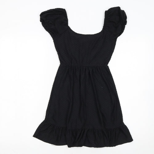 Rolla Coster Women’s Black Short Puff Sleeve Skater Dress Size S