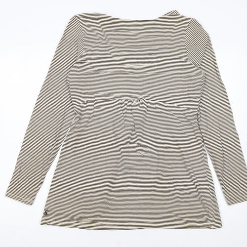 Joules Women’s Beige Striped Tunic Top Size 12 Long Sleeve Cotton