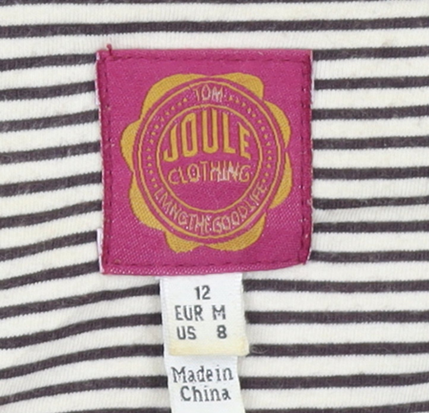 Joules Women’s Beige Striped Tunic Top Size 12 Long Sleeve Cotton