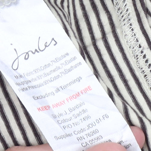 Joules Women’s Beige Striped Tunic Top Size 12 Long Sleeve Cotton
