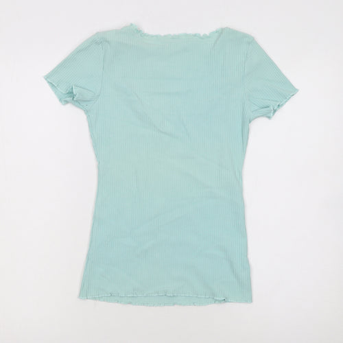 Marks and Spencer Women’s Green Ruffle Scoop Neck T-Shirt Size 8