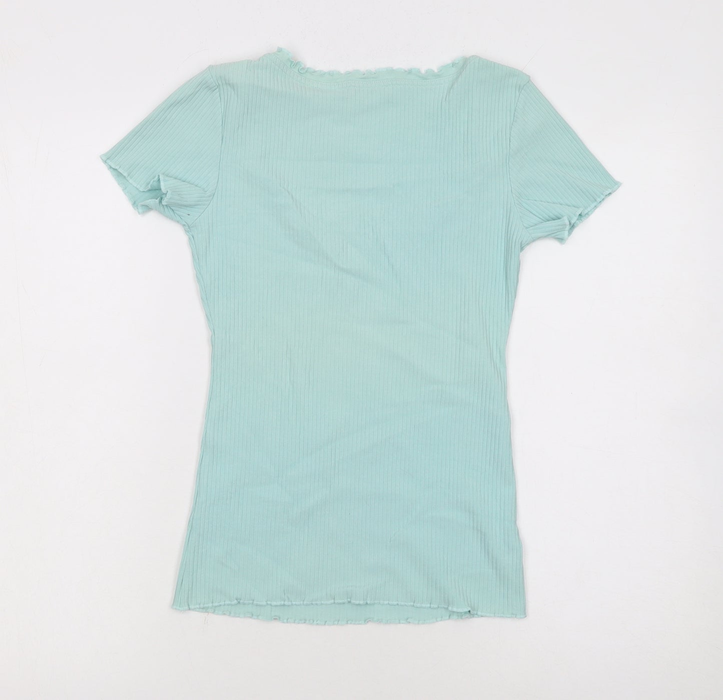 Marks and Spencer Women’s Green Ruffle Scoop Neck T-Shirt Size 8