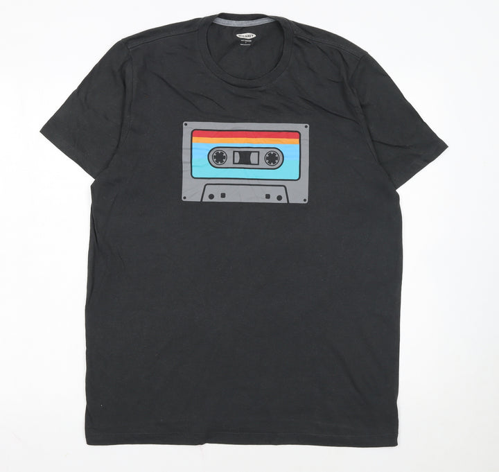 Old Navy Men's Black Retro Cassette Graphic T-Shirt Size L