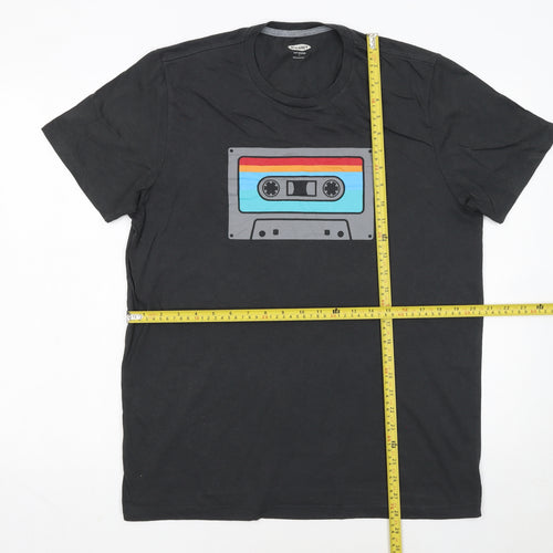 Old Navy Men's Black Retro Cassette Graphic T-Shirt Size L