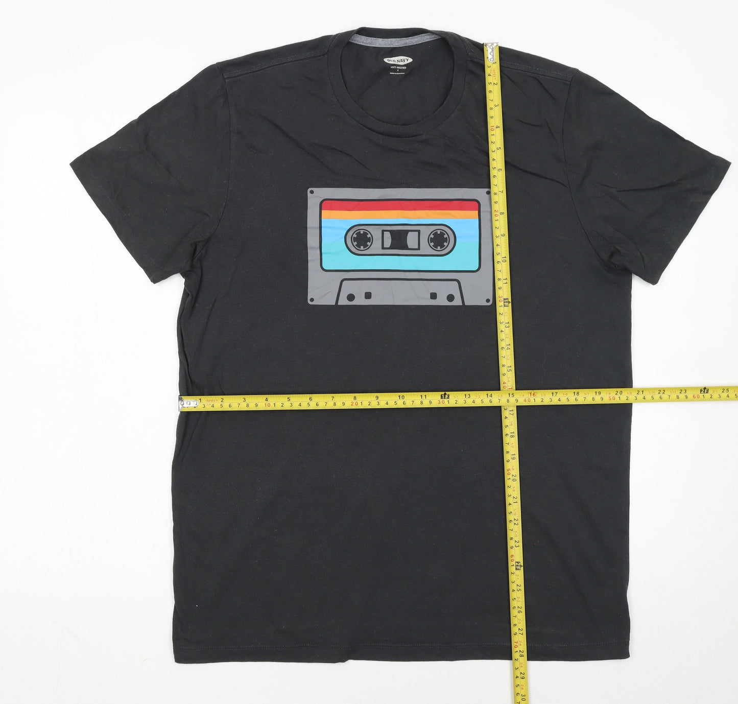 Old Navy Men's Black Retro Cassette Graphic T-Shirt Size L