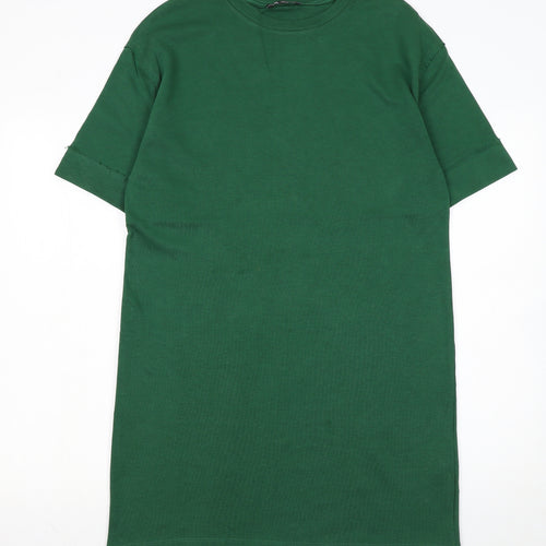 Zara Women Green T-Shirt Dress Size S Casual Jersey Style