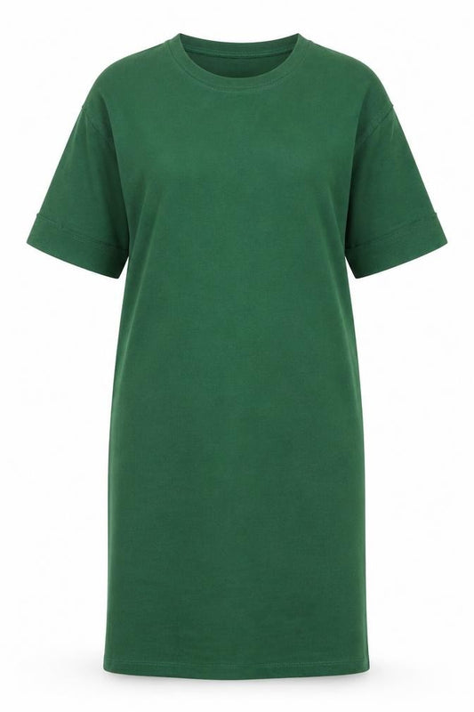 Front view of Zara Women Green T-Shirt Dress, size S, Casual Jersey Style