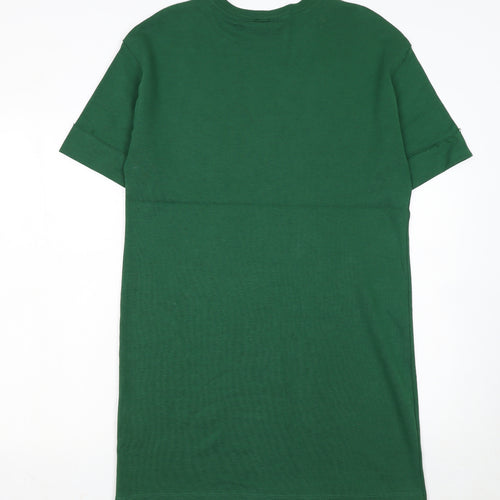 Zara Women Green T-Shirt Dress Size S Casual Jersey Style