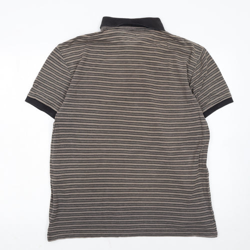 Levi’s Men’s Grey Striped Polo Shirt Size L Cotton Collared Top