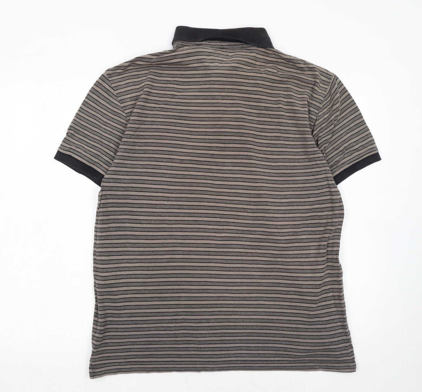 Levi’s Men’s Grey Striped Polo Shirt Size L Cotton Collared Top