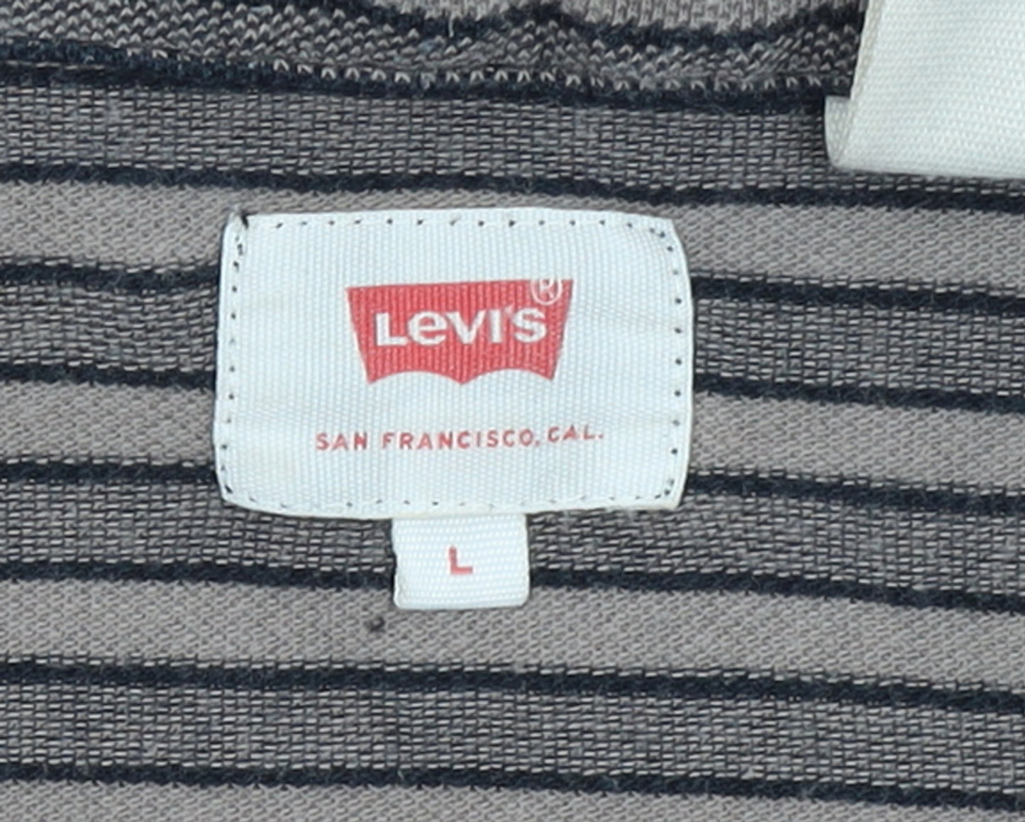 Levi’s Men’s Grey Striped Polo Shirt Size L Cotton Collared Top