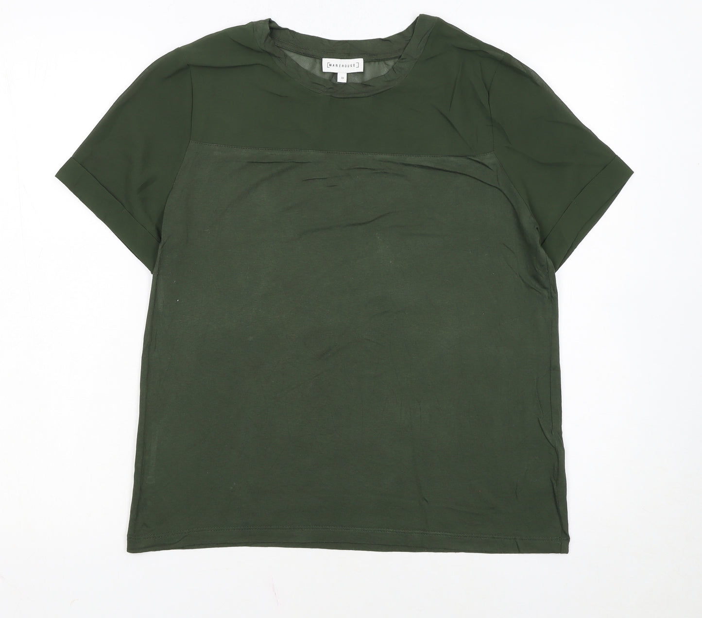 Warehouse Women’s Green Short Sleeve Crew Neck Basic T-Shirt Size 10