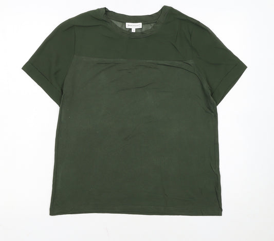 Warehouse Women’s Green Short Sleeve Crew Neck Basic T-Shirt Size 10