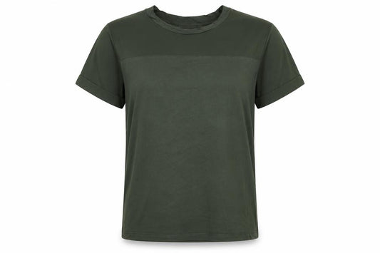 Front view of Warehouse Women’s Green Short Sleeve Crew Neck Basic T-Shirt, size UK 10