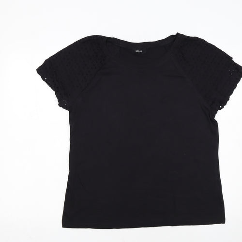 Klass Women’s Black L Short Sleeve Embroidered Cotton Modal T-Shirt