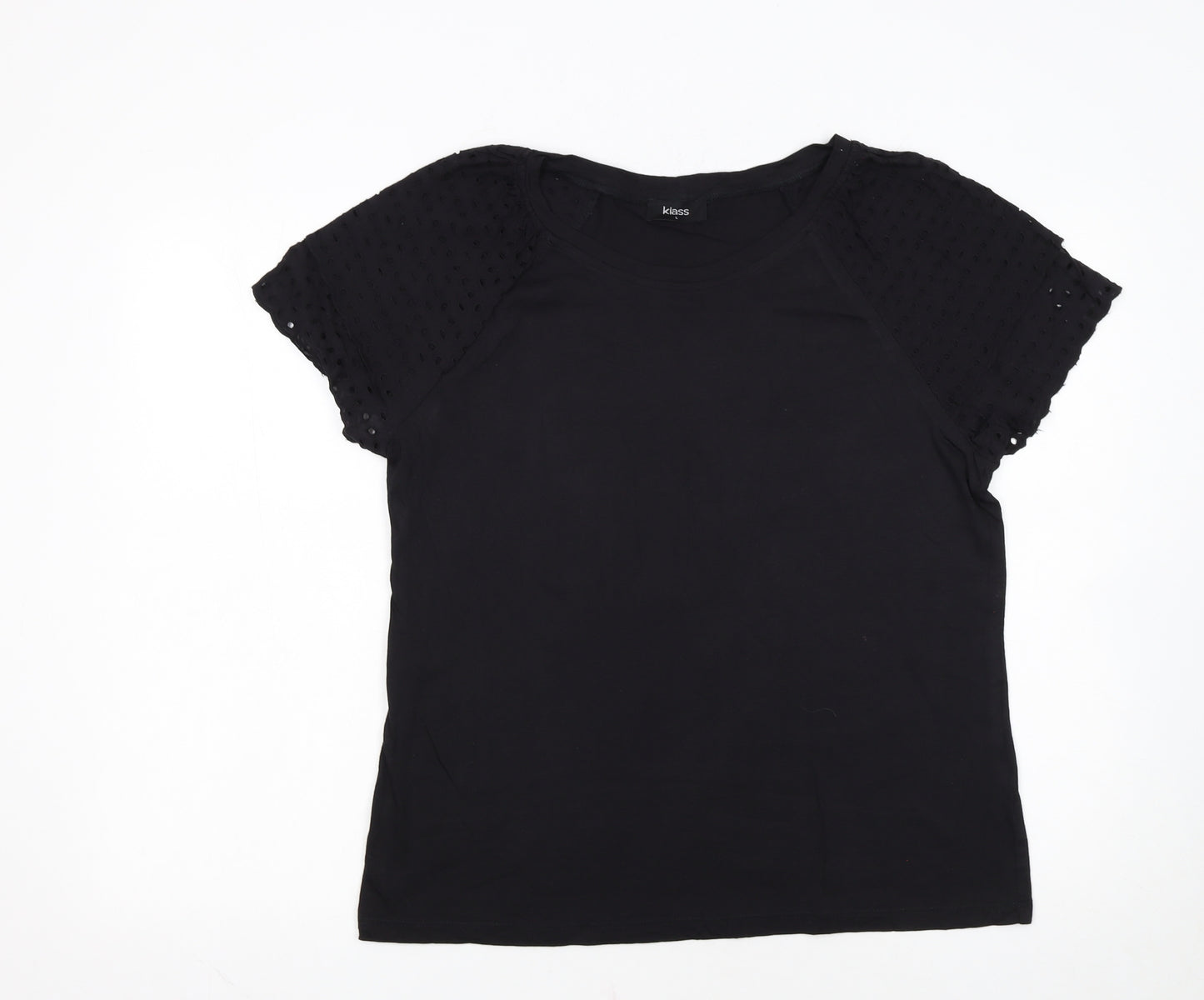 Klass Women’s Black L Short Sleeve Embroidered Cotton Modal T-Shirt