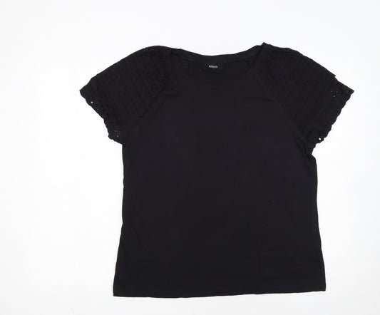 Klass Women’s Black L Short Sleeve Embroidered Cotton Modal T-Shirt