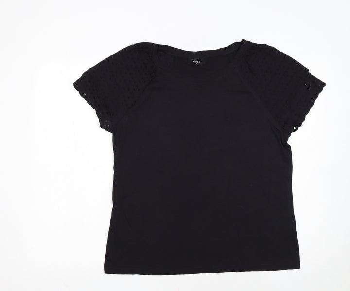 Klass Women’s Black L Short Sleeve Embroidered Cotton Modal T-Shirt