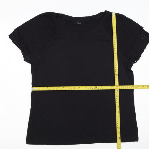 Klass Women’s Black L Short Sleeve Embroidered Cotton Modal T-Shirt