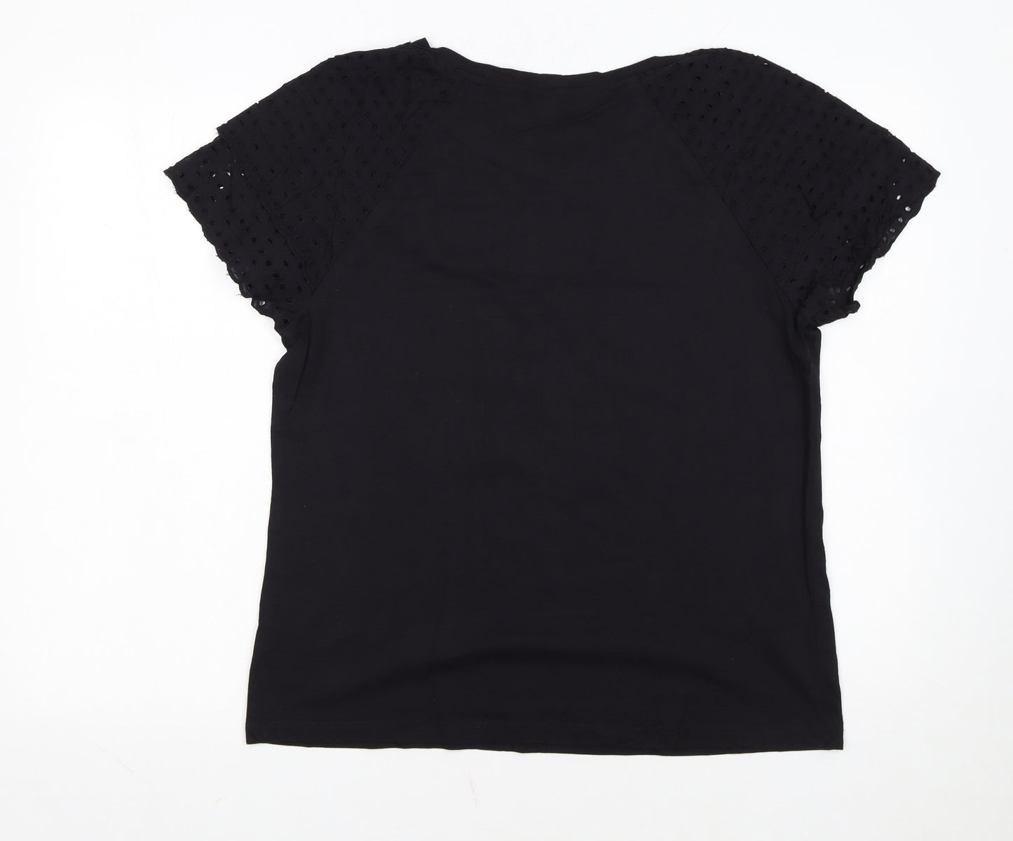 Klass Women’s Black L Short Sleeve Embroidered Cotton Modal T-Shirt