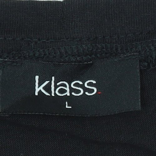 Klass Women’s Black L Short Sleeve Embroidered Cotton Modal T-Shirt