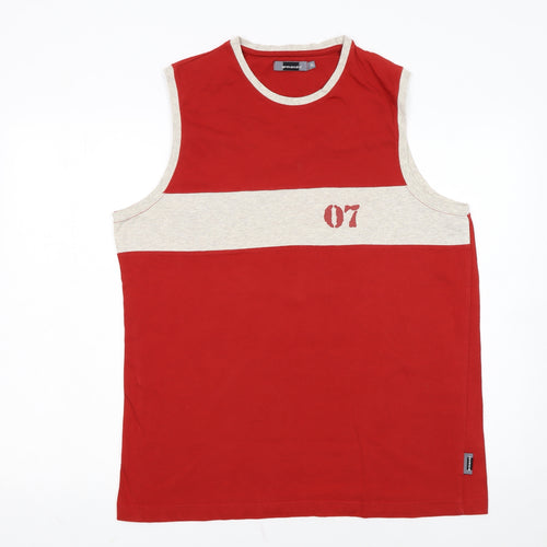 Armando Men's Red Sleeveless Cotton T-Shirt XL Crew Neck