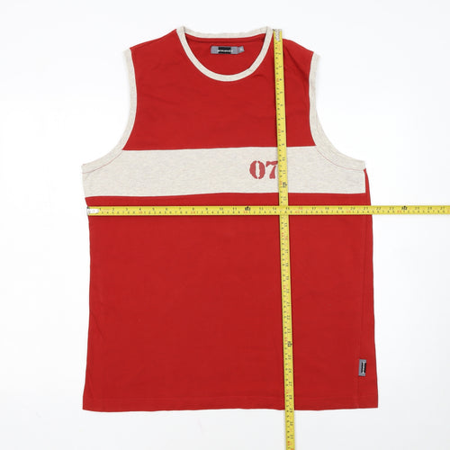 Armando Men's Red Sleeveless Cotton T-Shirt XL Crew Neck
