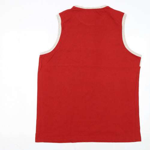 Armando Men's Red Sleeveless Cotton T-Shirt XL Crew Neck