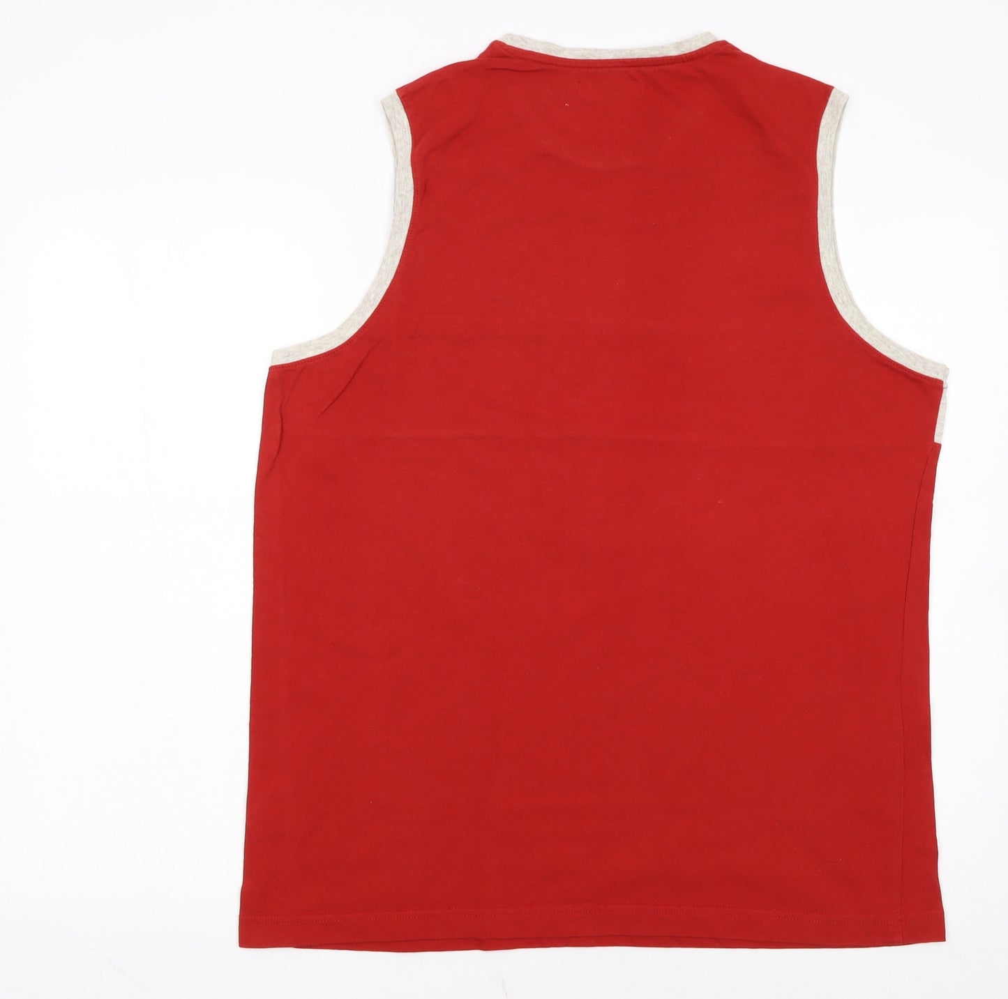 Armando Men's Red Sleeveless Cotton T-Shirt XL Crew Neck