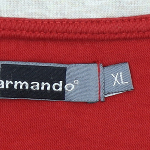 Armando Men's Red Sleeveless Cotton T-Shirt XL Crew Neck