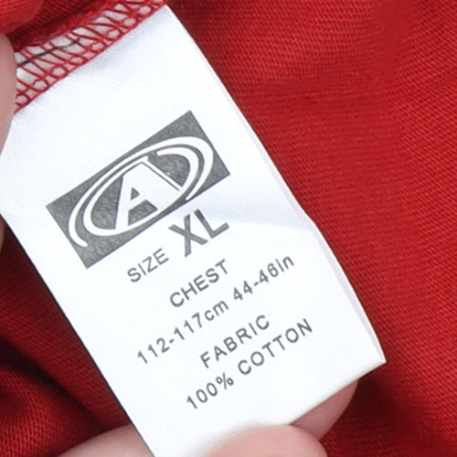 Armando Men's Red Sleeveless Cotton T-Shirt XL Crew Neck