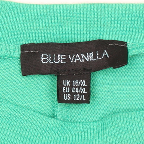 Blue Vanilla Women's Green Beaded Shoulder Crew Neck T-Shirt Size M
