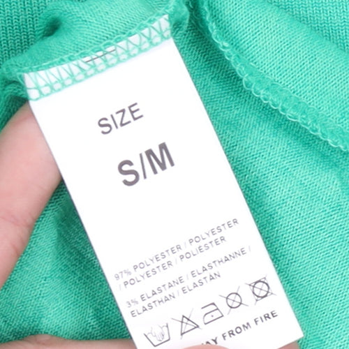 Blue Vanilla Women's Green Beaded Shoulder Crew Neck T-Shirt Size M