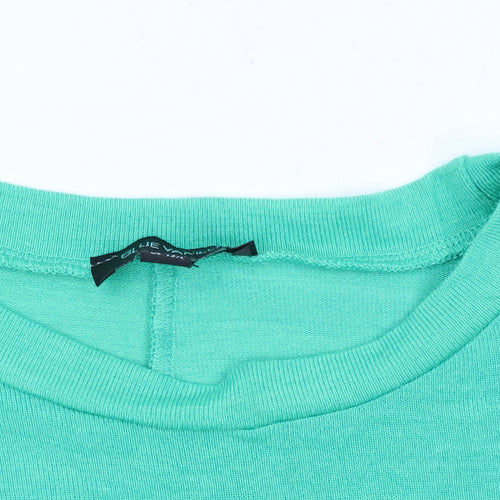 Blue Vanilla Women's Green Beaded Shoulder Crew Neck T-Shirt Size M