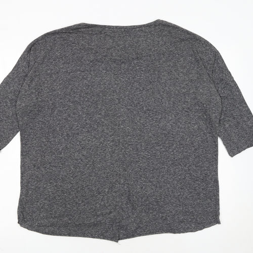 Lipsy Women’s Grey Beaded V-Neck 3/4 Sleeve Jersey T-Shirt Size L