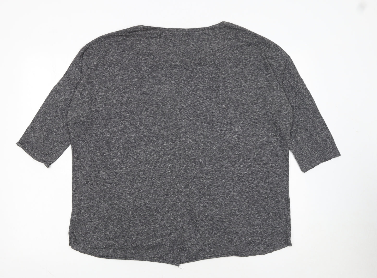 Lipsy Women’s Grey Beaded V-Neck 3/4 Sleeve Jersey T-Shirt Size L