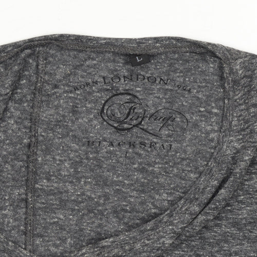 Lipsy Women’s Grey Beaded V-Neck 3/4 Sleeve Jersey T-Shirt Size L